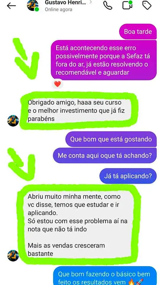 Depoimento de aluno
